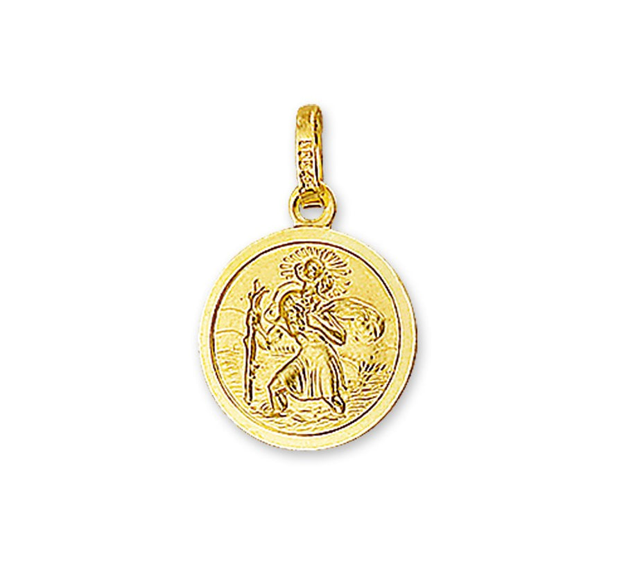 Gouden hanger Christoffel, deels mat – 14 karaat