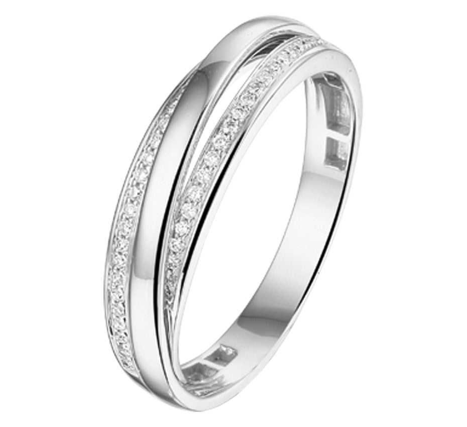 Witgouden ring met diamantrij 0,11 ct – 14 karaat
