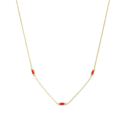 Gouden ketting met bloedkoraal – 14 karaat