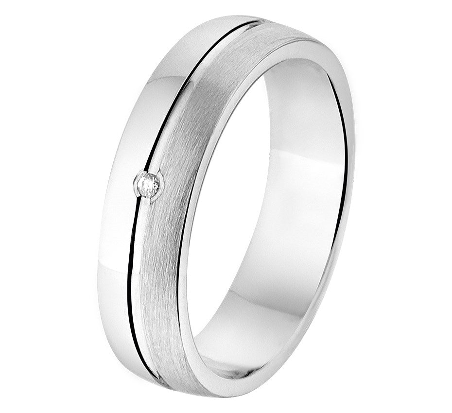 Zilveren relatiering A302 met diamant 0,01 ct, 5 mm