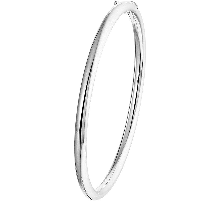 Zilveren scharnierbangle met ronde buis 4 × 60 mm