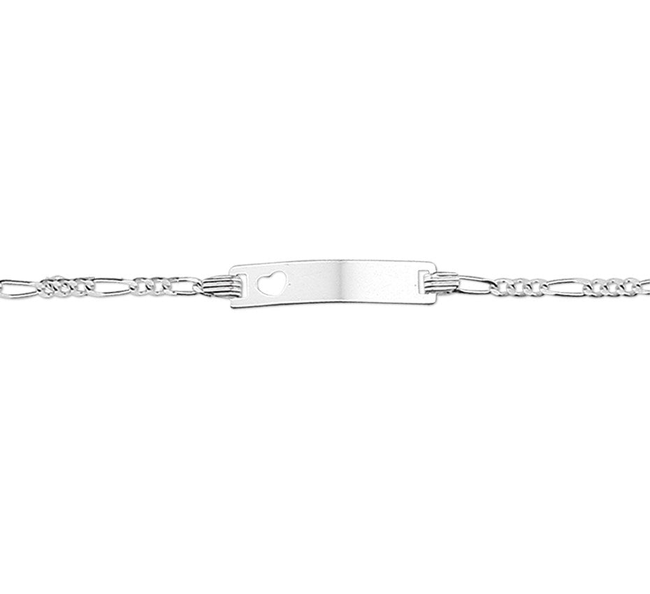 Zilveren graveerarmband met hartje, plaat 4,2 mm