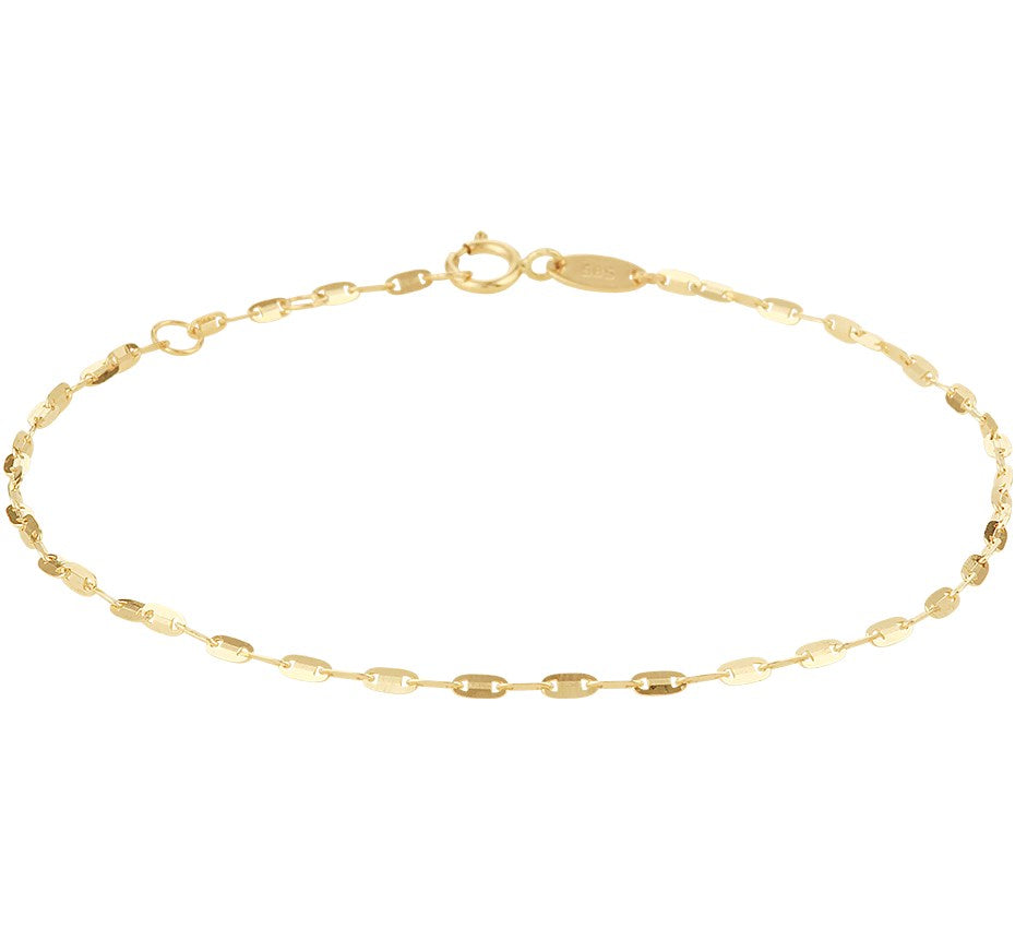 Gouden enkelbandje met plaatjes – 14 karaat