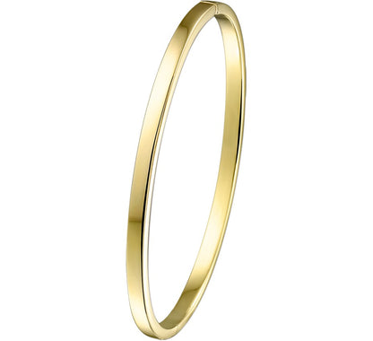 Gouden bangle, scharnier massief vlakke buis 3 x 61 mm