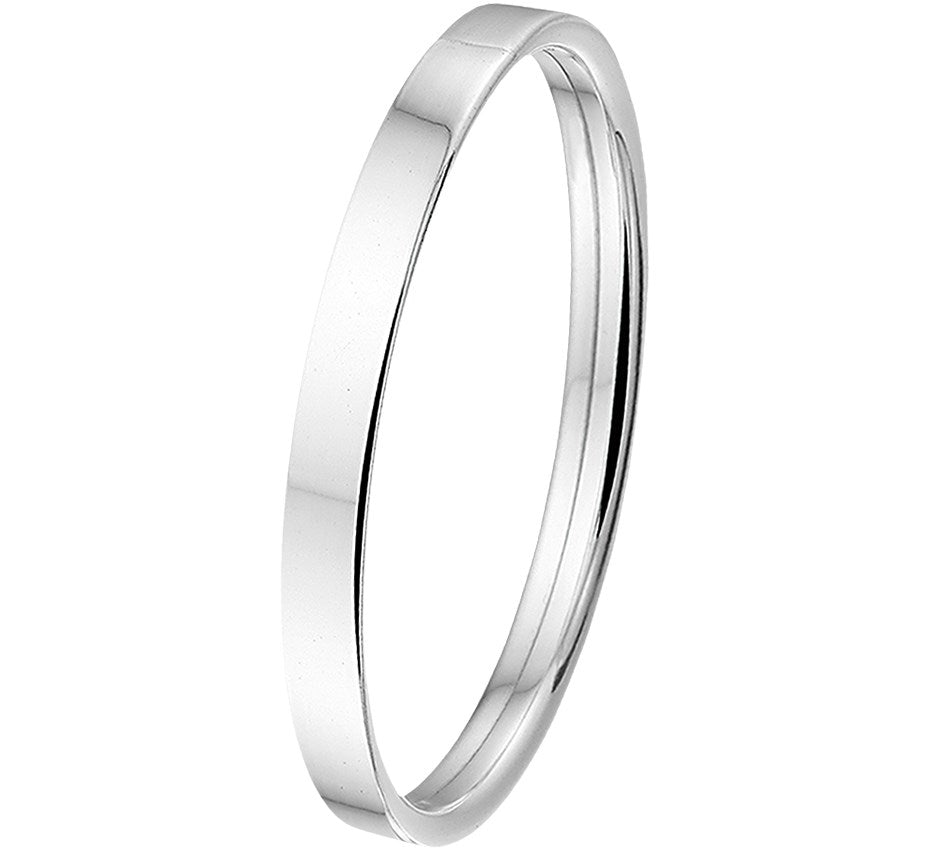 Zilveren bangle, dop vlakke buis 6 x 60 mm