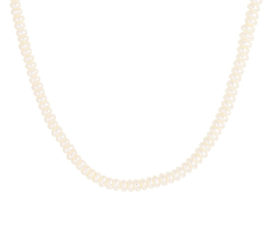 Zilveren ketting, parel 4,0 mm 41 + 4 cm