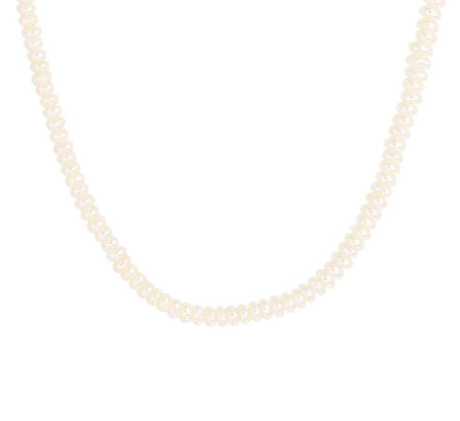 Zilveren ketting, parel 4,0 mm 41 + 4 cm