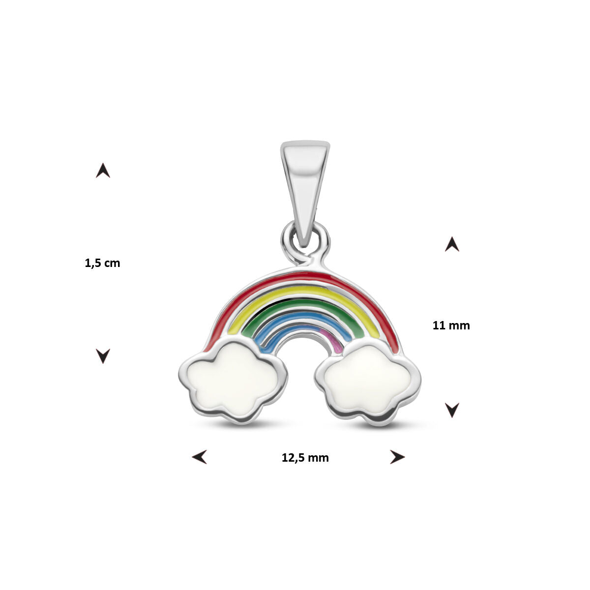 Hanger of oorknoppen zilver gerhodineerd regenboog (kindercollectie)