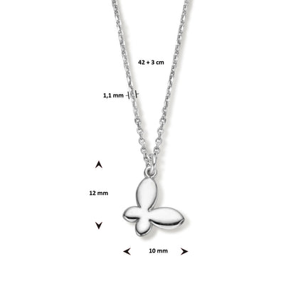 Zilveren ketting met vlinders – detailfoto