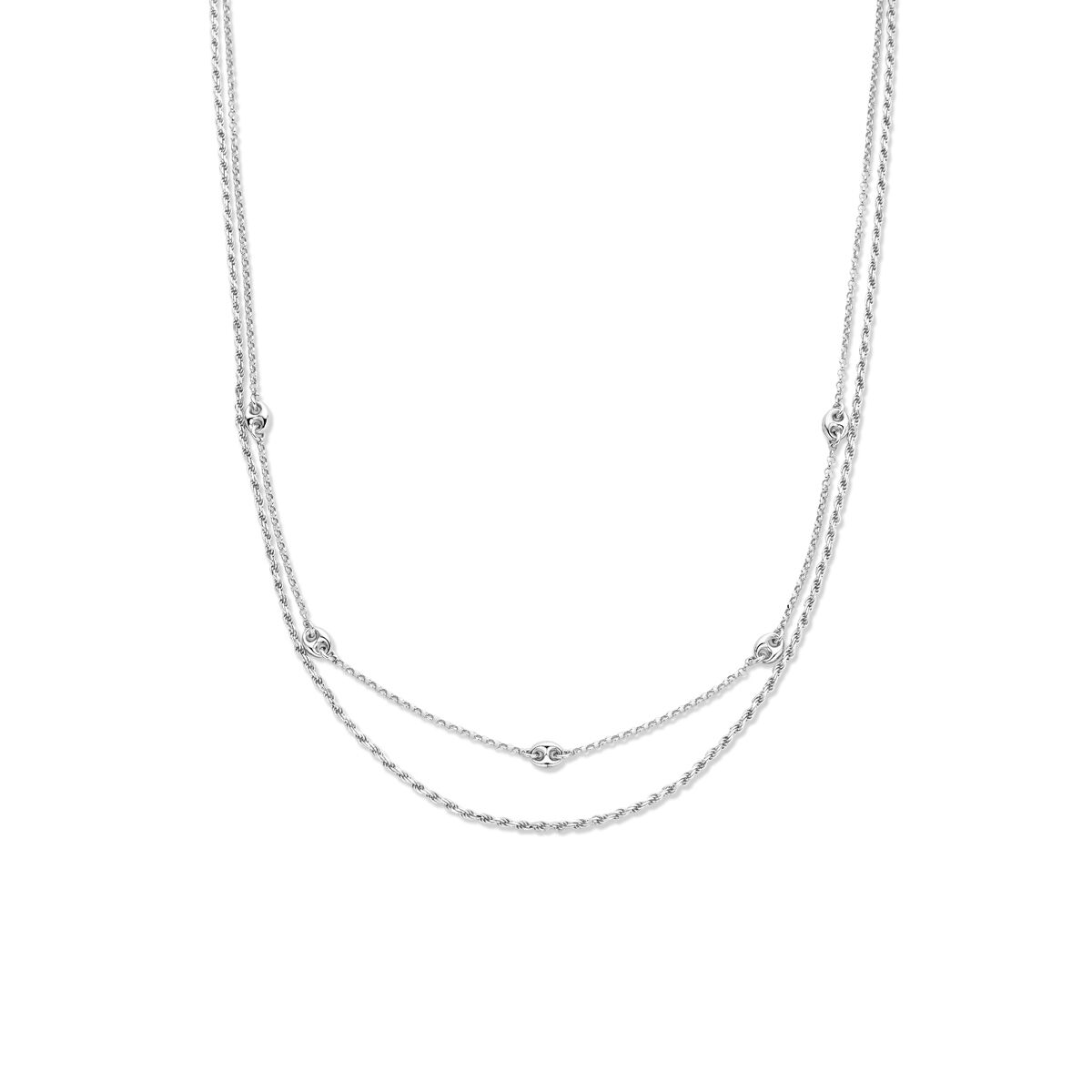 YO&NO multi-collier 2,0 mm 41 + 4 cm Zilver gerhodineerd