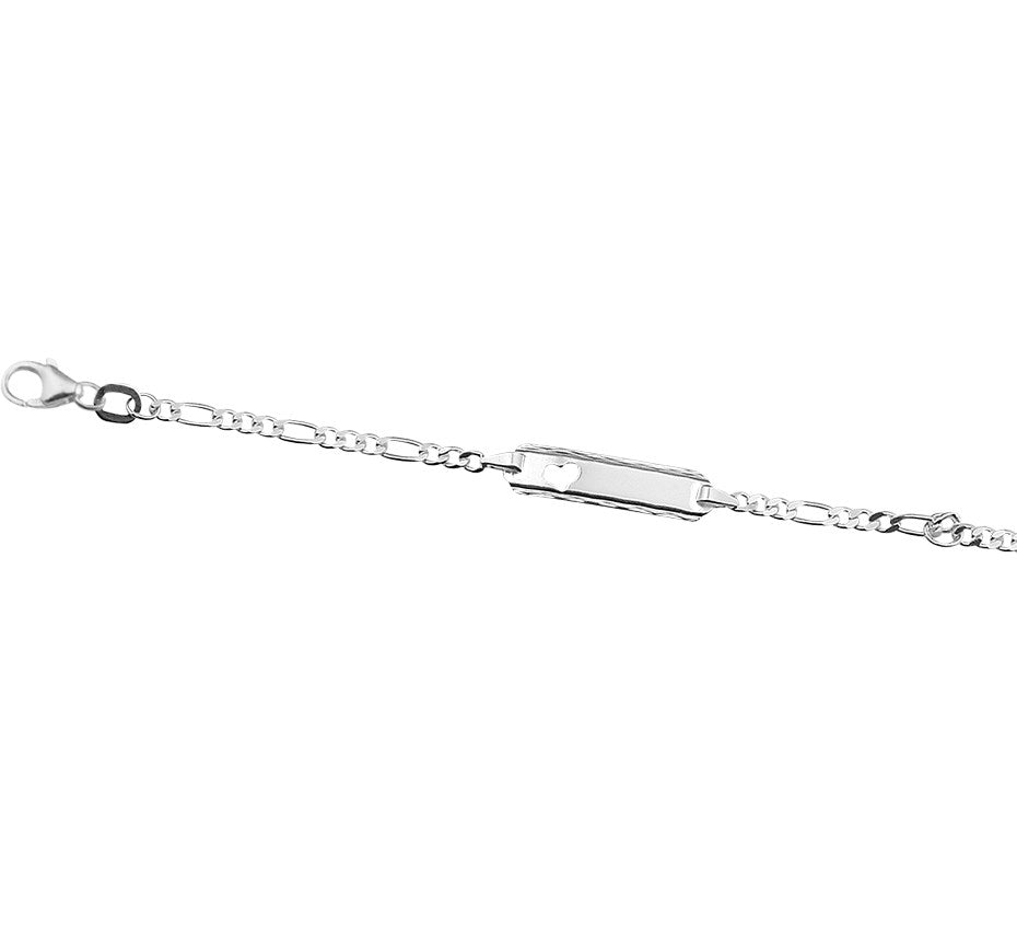 Zilveren graveerarmband figaro hartje 9 tot 11 cm