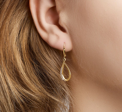Zilveren oorhangers, druppel zirkonia met brisure