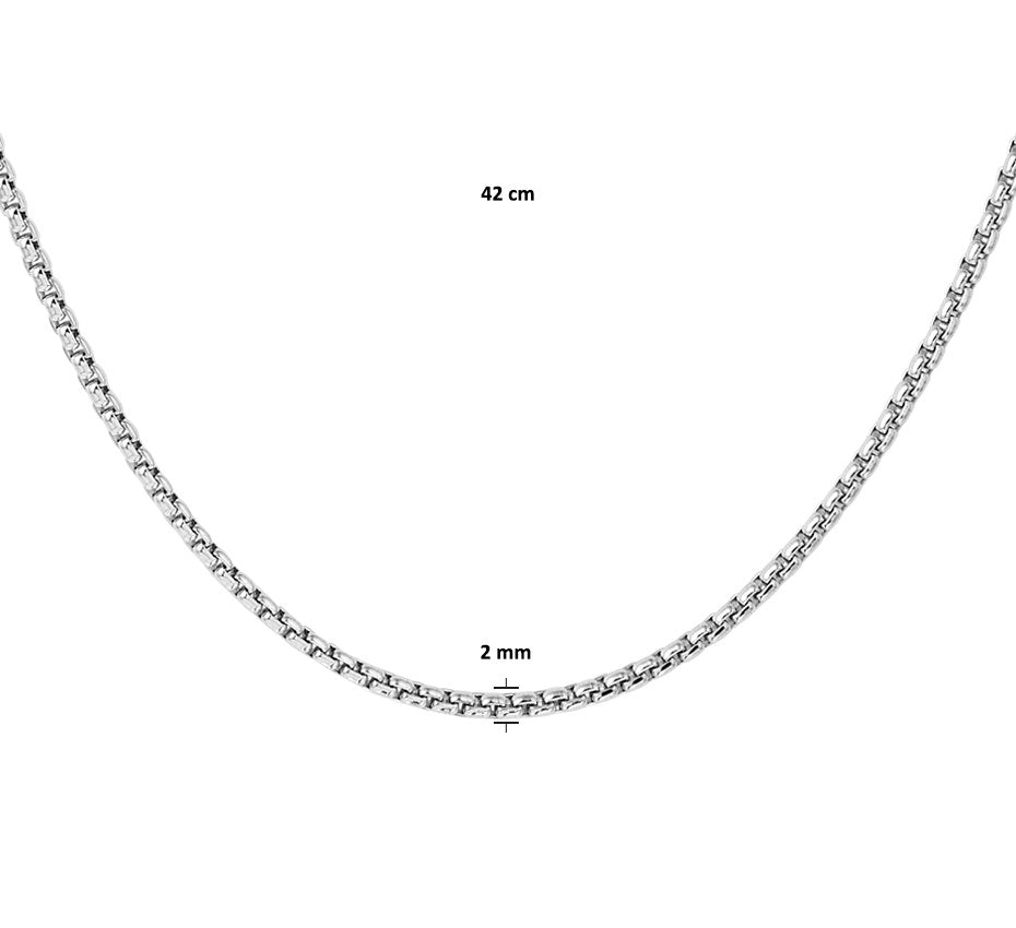 Zilveren venetiaanse ketting bol 2,1 mm 42 cm