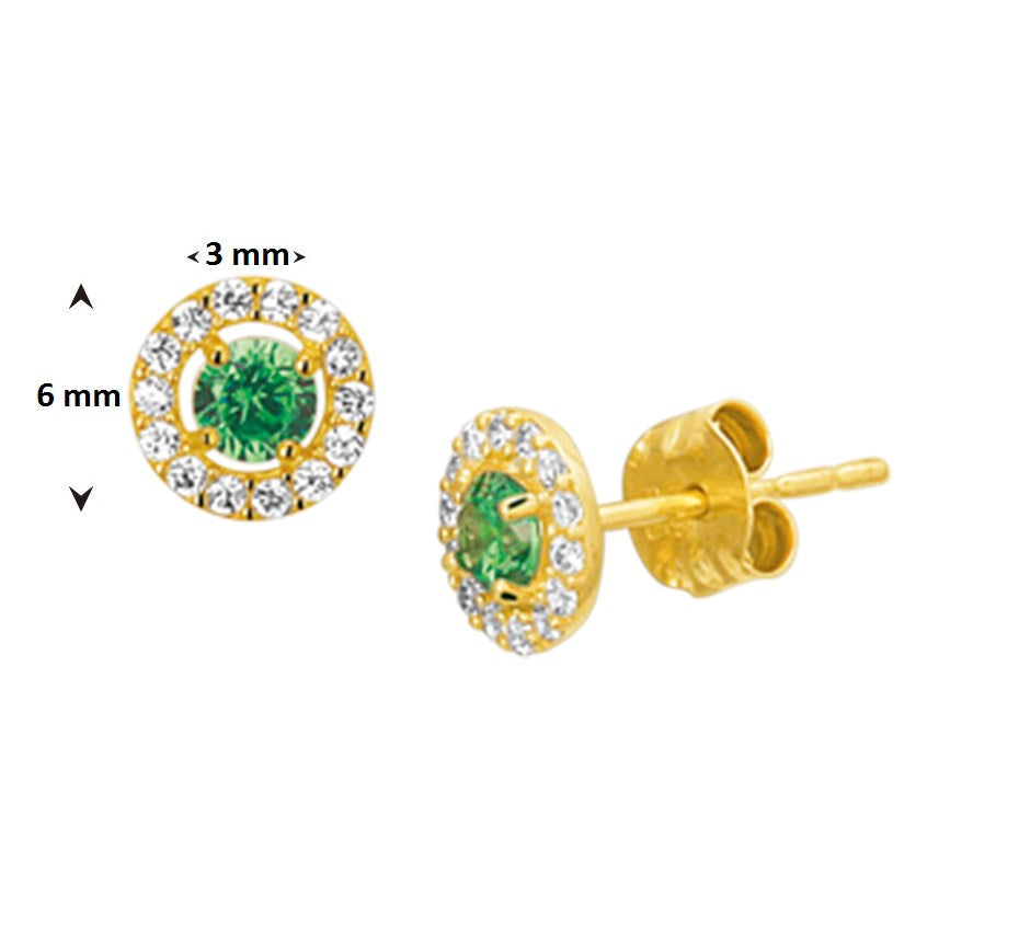Gouden oorknopjes synthetische smaragd – 14 karaat