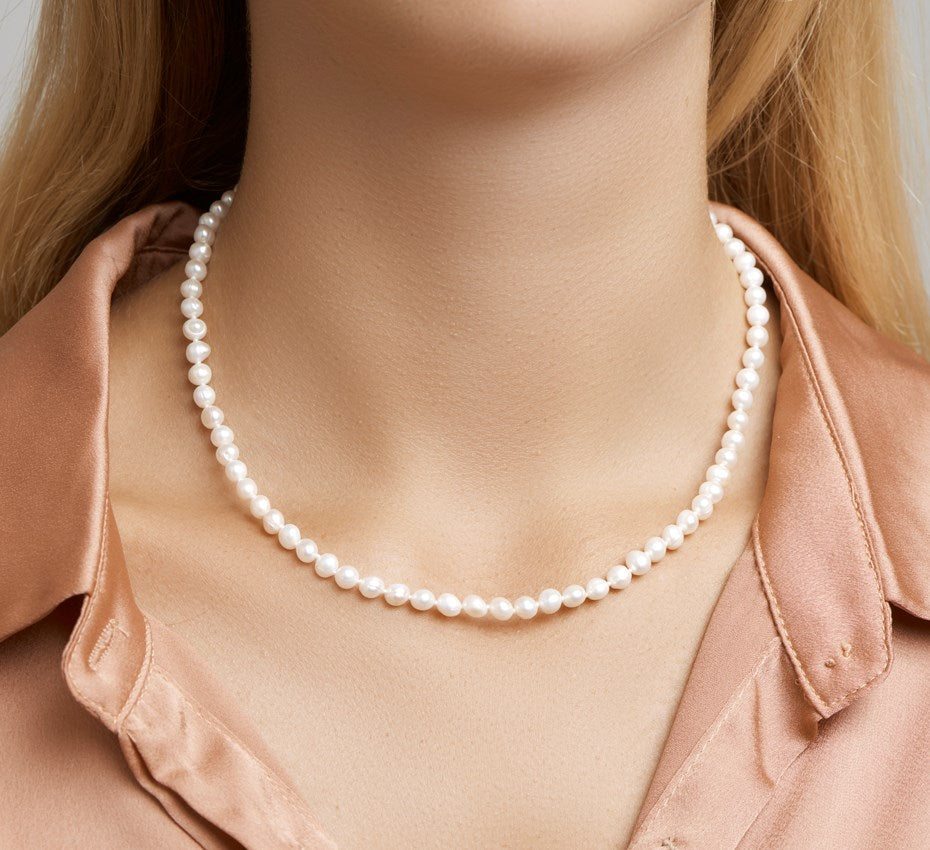 Zilveren parelketting 5,5 mm