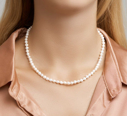 Zilveren parelketting 5,5 mm – detailfoto