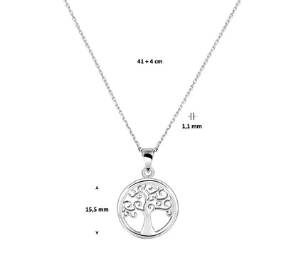 Zilveren ketting met levensboom 15,5 mm – detailfoto