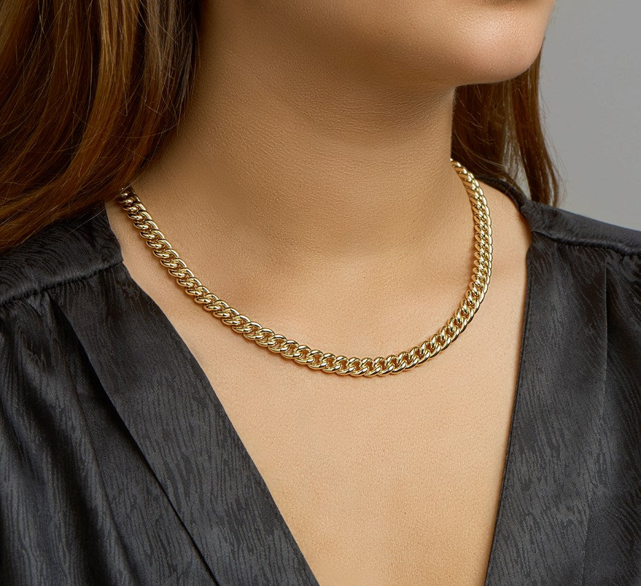 Zilveren gourmetteketting 7 mm met veerslot