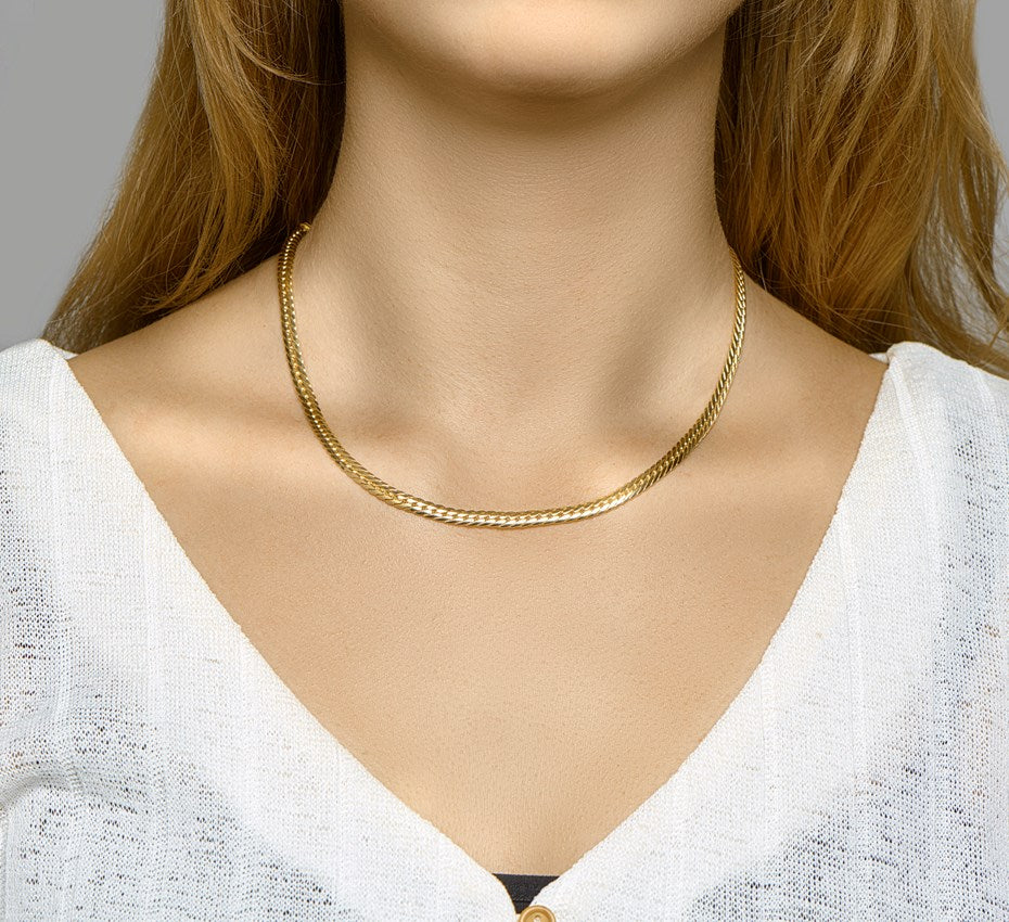 Gouden gourmetteketting met zilveren kern 4,7 mm