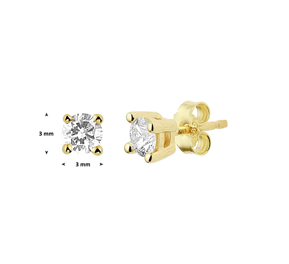 Gouden oorknopjes met diamant 0,14 ct – 14 karaat