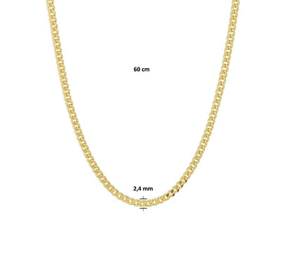 Zilveren gourmetteketting 2,4 mm – 60 cm – detailfoto