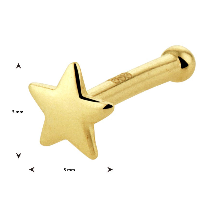 Gouden neusknopje ster – 14 karaat