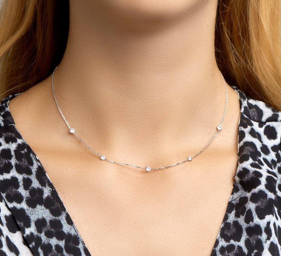 Zilveren ketting, zirkonia 1,5 mm 40 + 4 cm