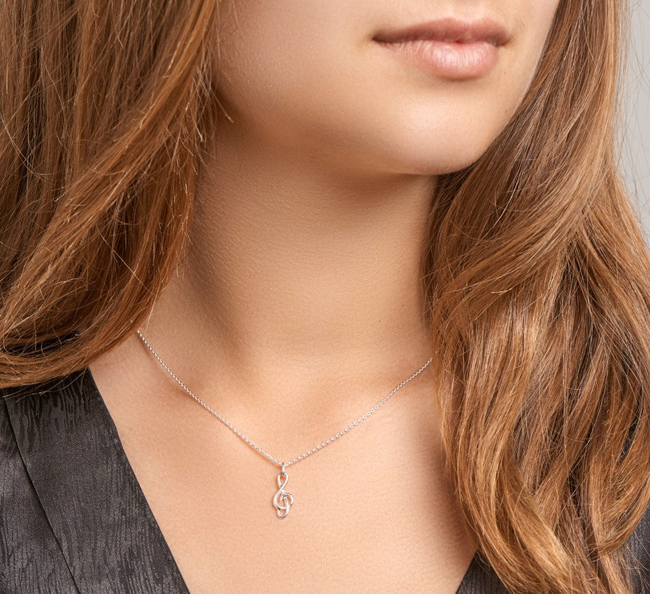 Zilveren ketting met g-sleutel
