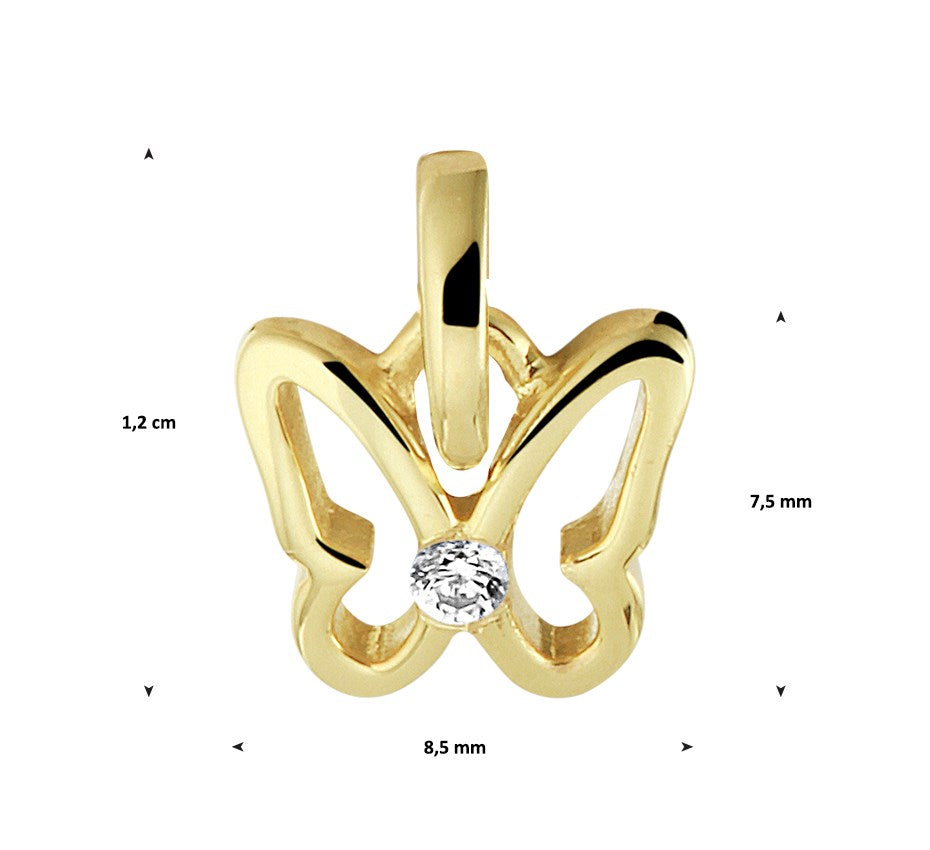 Zilveren hanger vlinder met zirkonia