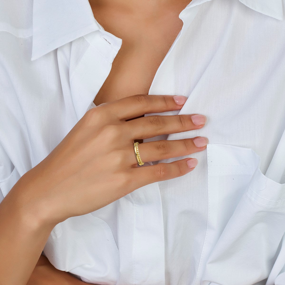 Gouden ring met bolletjes 3,4 mm – 14 karaat