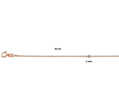 Roségouden gourmetteketting 1,1 mm 42 cm – 14 karaat – detailfoto