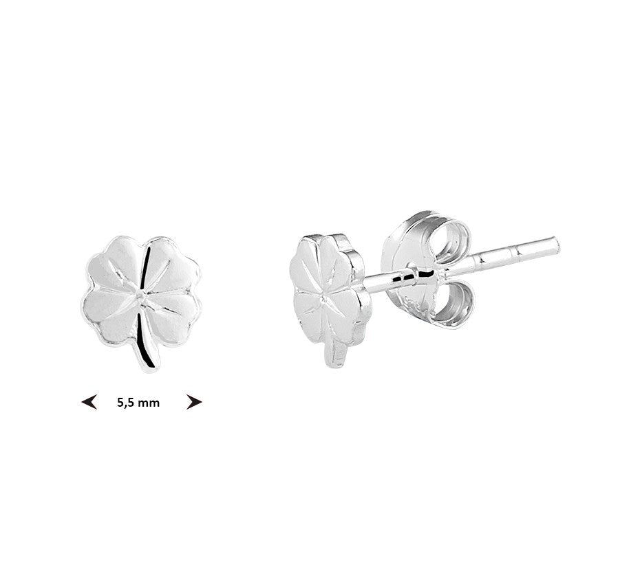Zilveren oorknopjes klavertje 5,5 mm