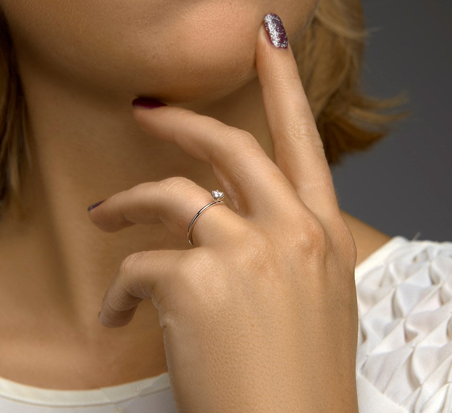 Witgouden ring, labgroeidiamant 0,25 ct – 14 karaat
