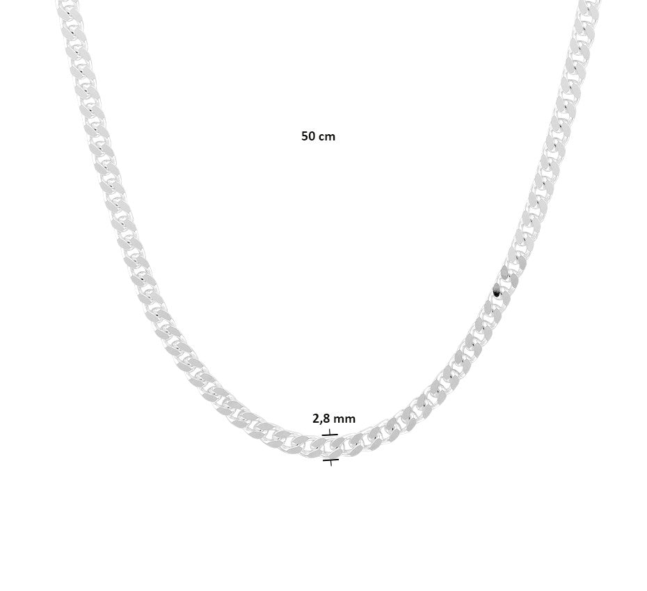 Zilveren geslepen gourmetteketting 2,8 mm