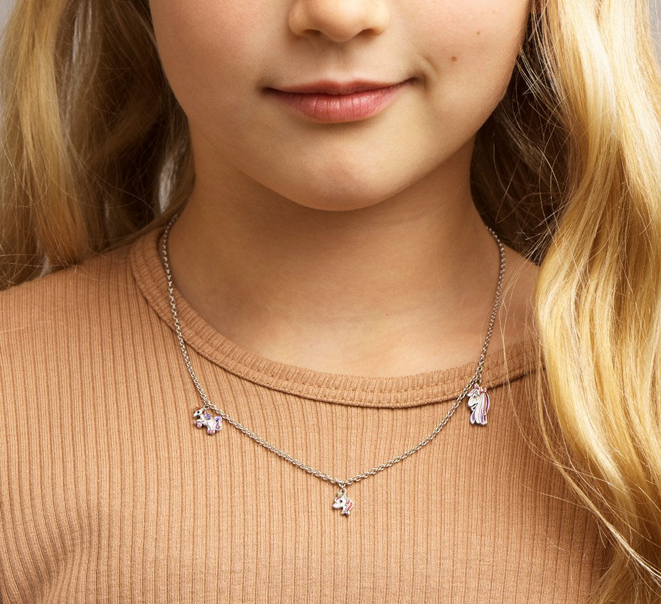 Zilveren kinderketting met eenhoorns