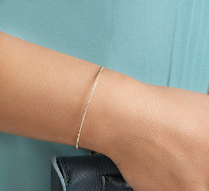 Gouden bangle, scharnier diamant 0,50 ct 2,0 x 60 mm – 14 karaat
