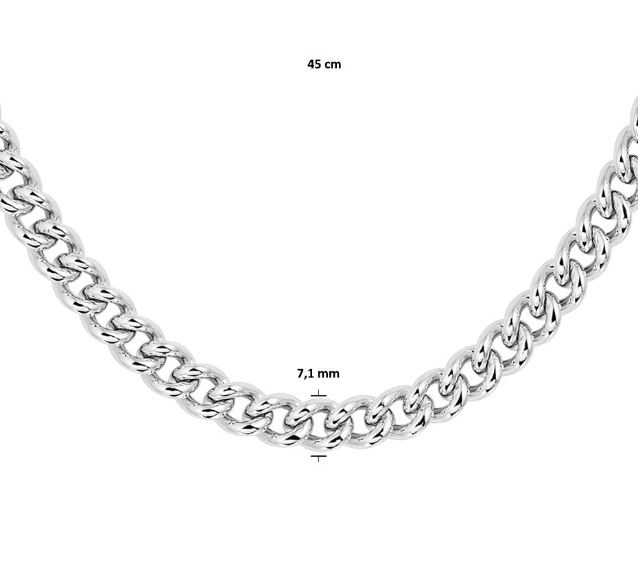 Zilveren gourmetteketting 7,1 mm – 45 cm