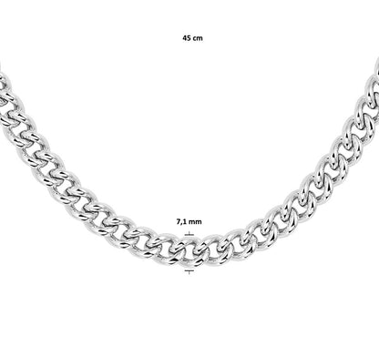 Zilveren gourmetteketting 7,1 mm – 45 cm – detailfoto