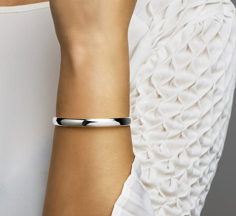Zilveren bangle met ovale buis 7 × 60 mm