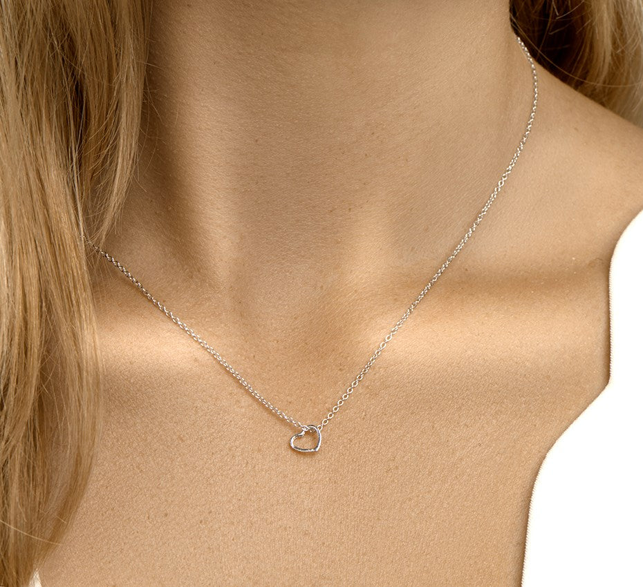 Zilveren ketting met hartje 7,5 mm