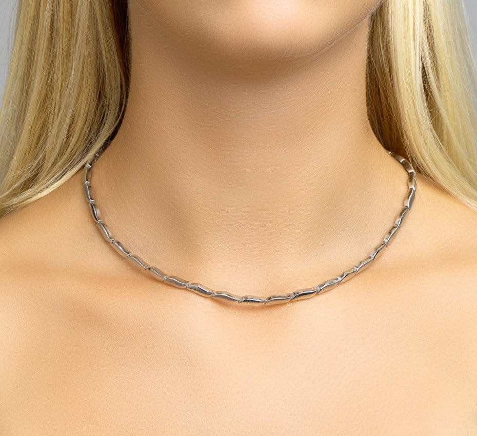Zilveren schakelketting 4,3 mm, mat en glanzend