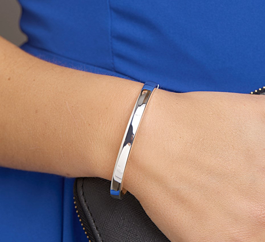 Zilveren bangle, dop vlakke buis 6 x 60 mm