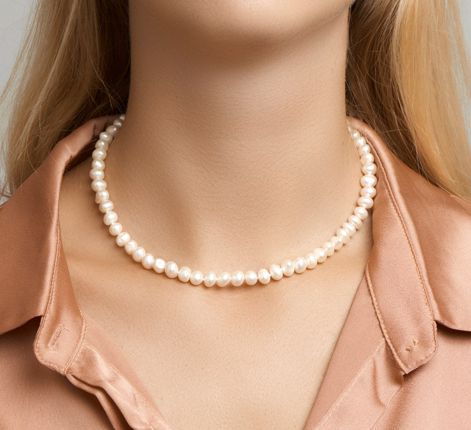 Zilveren parelketting 7,5 mm