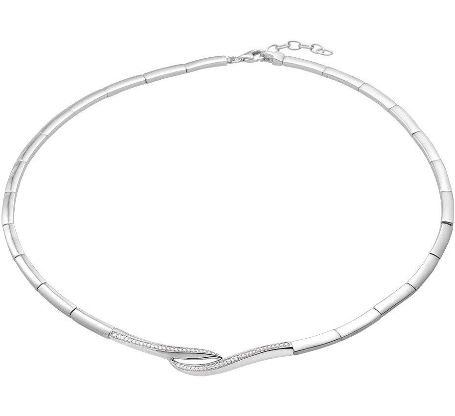 Zilveren ketting met brede zirkoniarij 8,5 mm