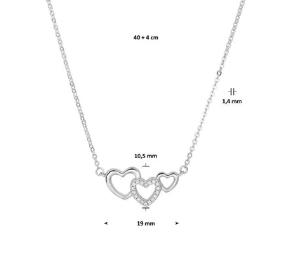 Zilveren ketting met hartjes 40 cm – detailfoto