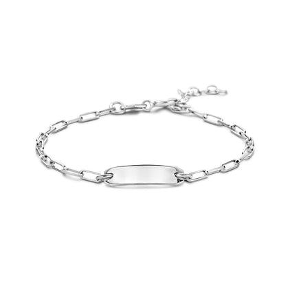 Zilveren graveerarmband met paperclipschakel
