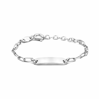 Zilveren graveerarmband 11 cm, paperclipschakel