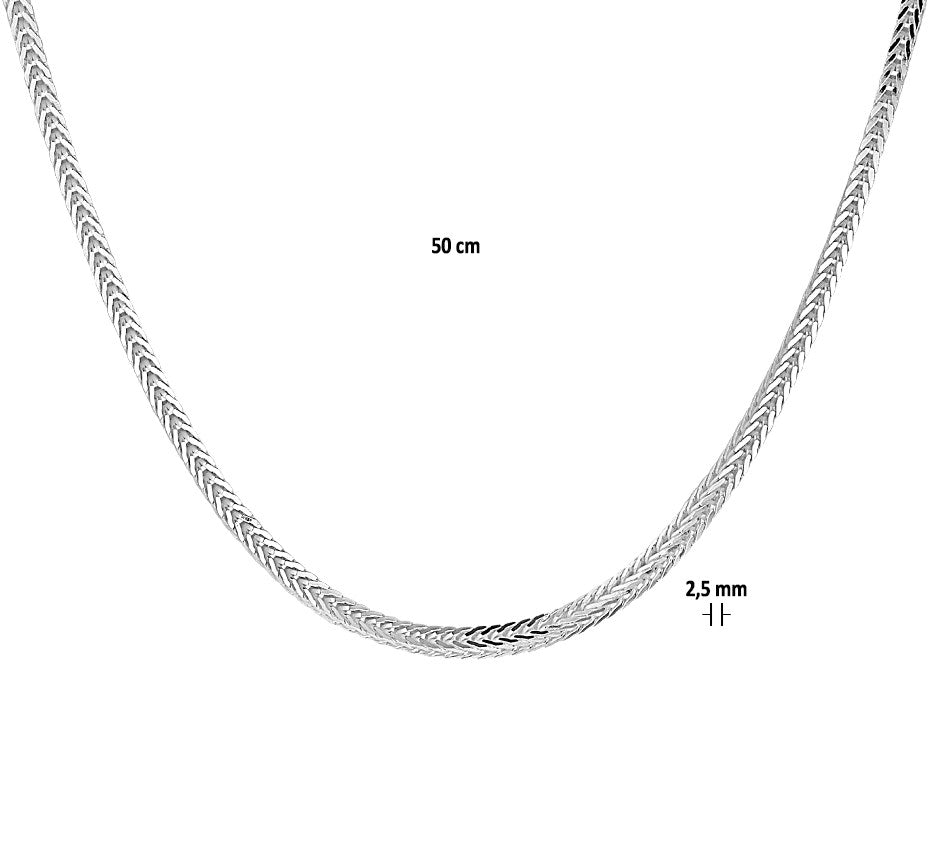 Zilveren vossestaartketting 2,5 mm 50 cm