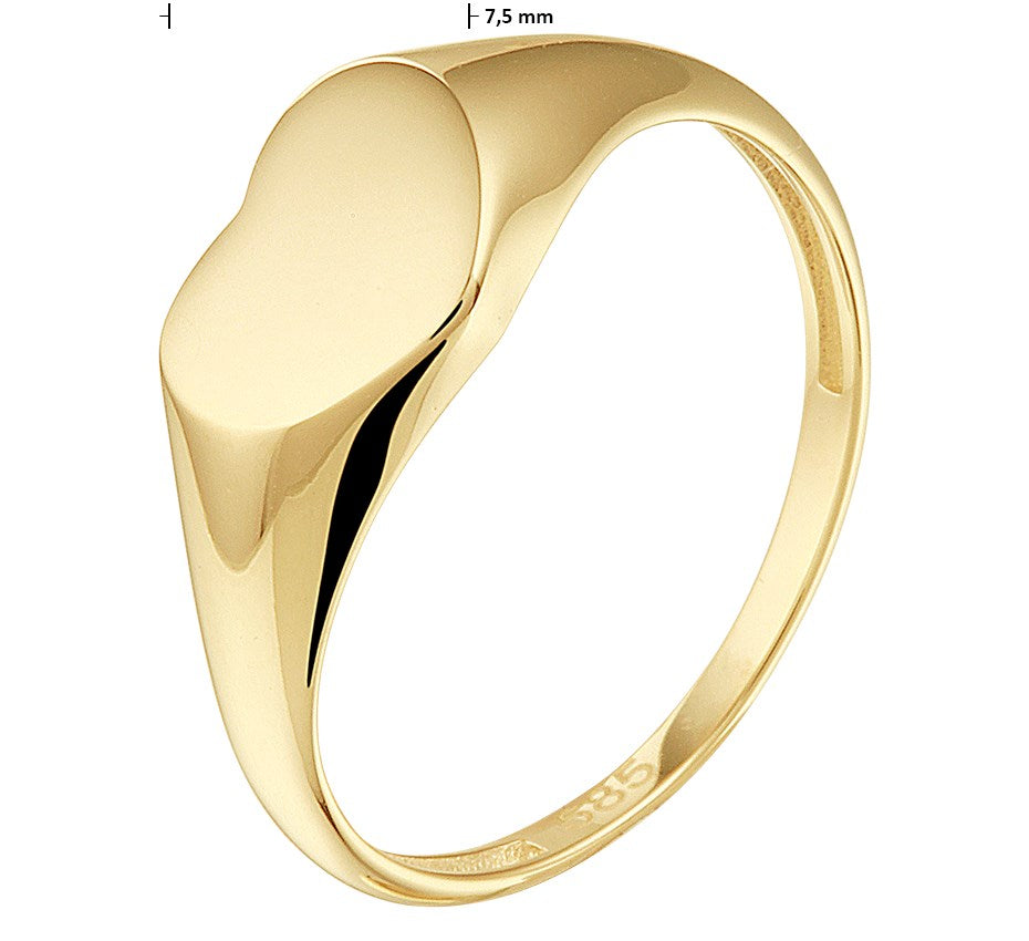 Gouden graveerring met hartje – 14 karaat
