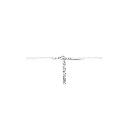 Zilveren slangenketting plat 3,3 mm – close-up van de sluiting